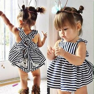 Infant Girls 2 Piece Striped Navy Bloomers & Top